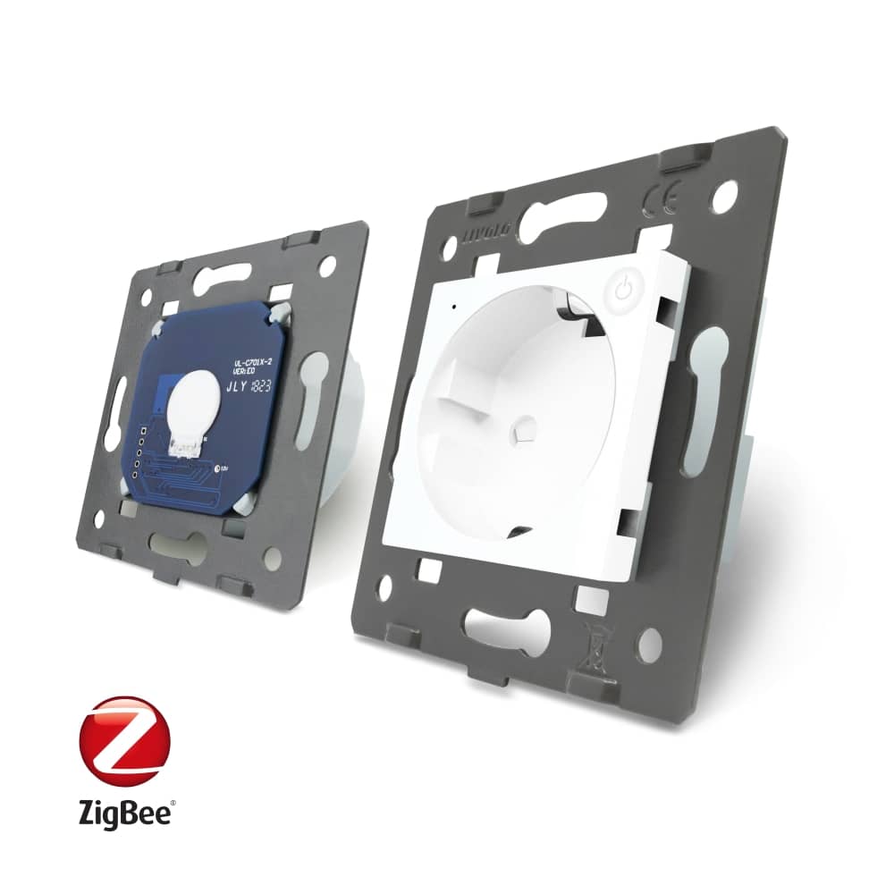 Intrerupator simplu ZigBee + priza simpla ZigBee, Livolo cu rama din sticla, Control de pe telefon — imaginea 4