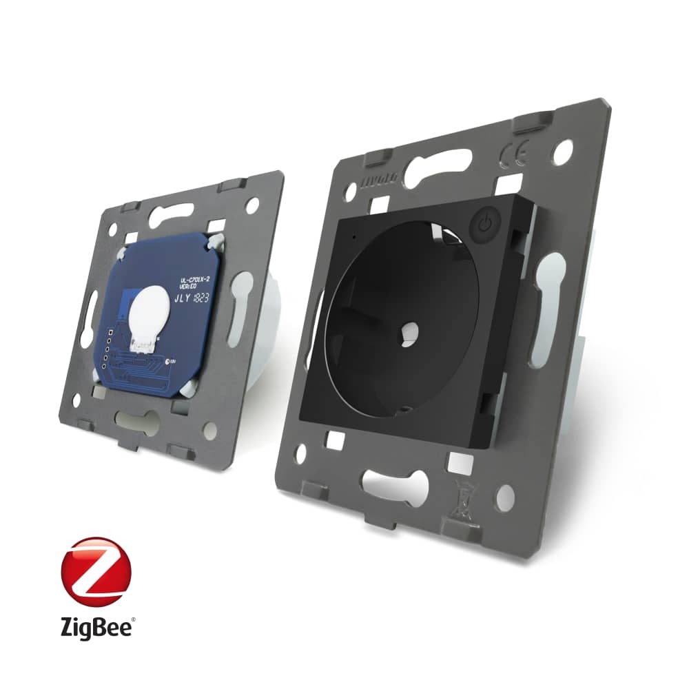 Intrerupator simplu ZigBee + priza simpla ZigBee, Livolo cu rama din sticla, Control de pe telefon — imaginea 4