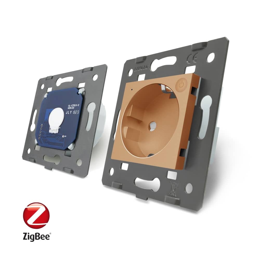 Intrerupator simplu ZigBee + priza simpla ZigBee, Livolo cu rama din sticla, Control de pe telefon — imaginea 4
