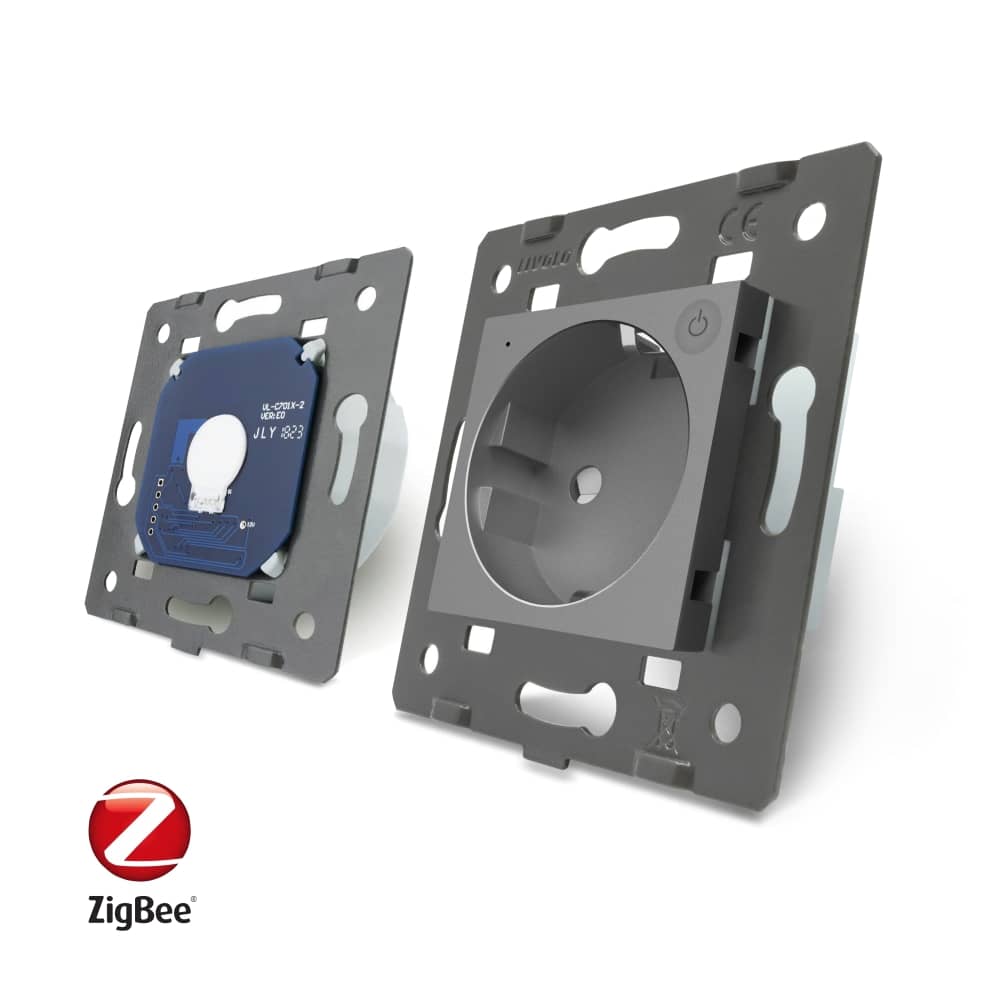 Intrerupator simplu ZigBee + priza simpla ZigBee, Livolo cu rama din sticla, Control de pe telefon — imaginea 3