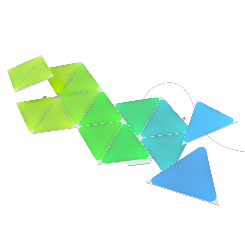 Kit 15 Panouri luminoase Nanoleaf Shapes Triangles, Iluminare LED RGBW, Senzor muzica, Cablu 2.5 m, Compatibil cu asistenti vocali — imaginea 3