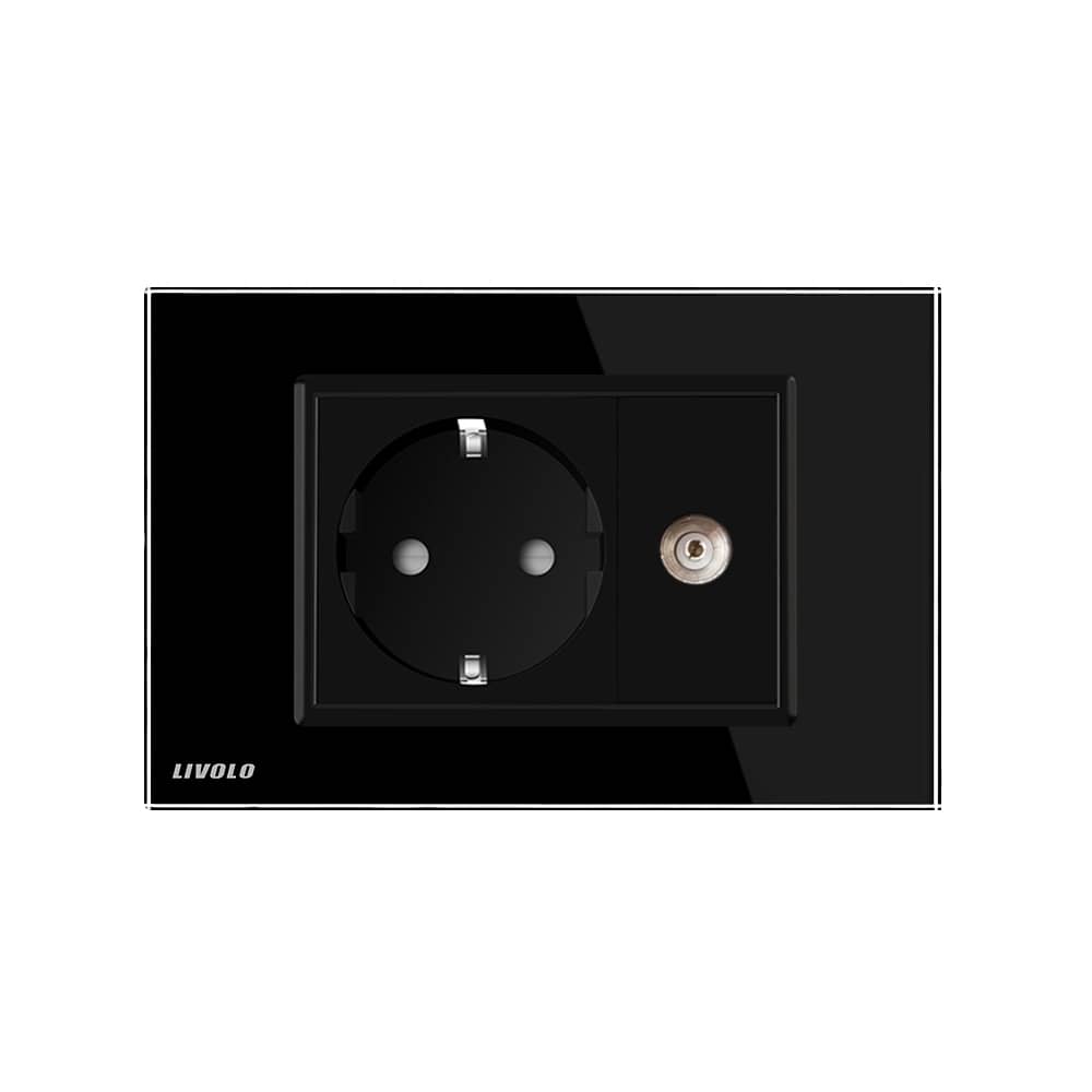 Priza simpla din rama de sticla Schuko cu TV Livolo — imaginea 2