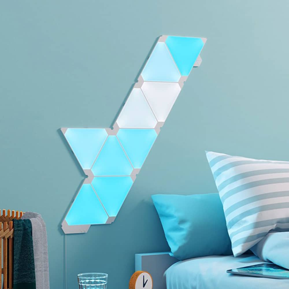 Kit 9 Panouri luminoase Nanoleaf Shapes Triangles, Iluminare LED RGBW, Senzor muzica, Flux luminos total 720 lumeni — imaginea 5