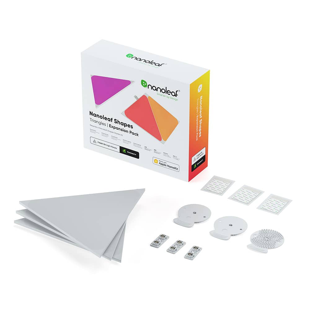 Pachet 3 Panouri luminaose Nanoleaf Shapes Triangles, 16 Milioane culori, Iluminare LED RGBW, Temperatura culoare reglabila — imaginea 1