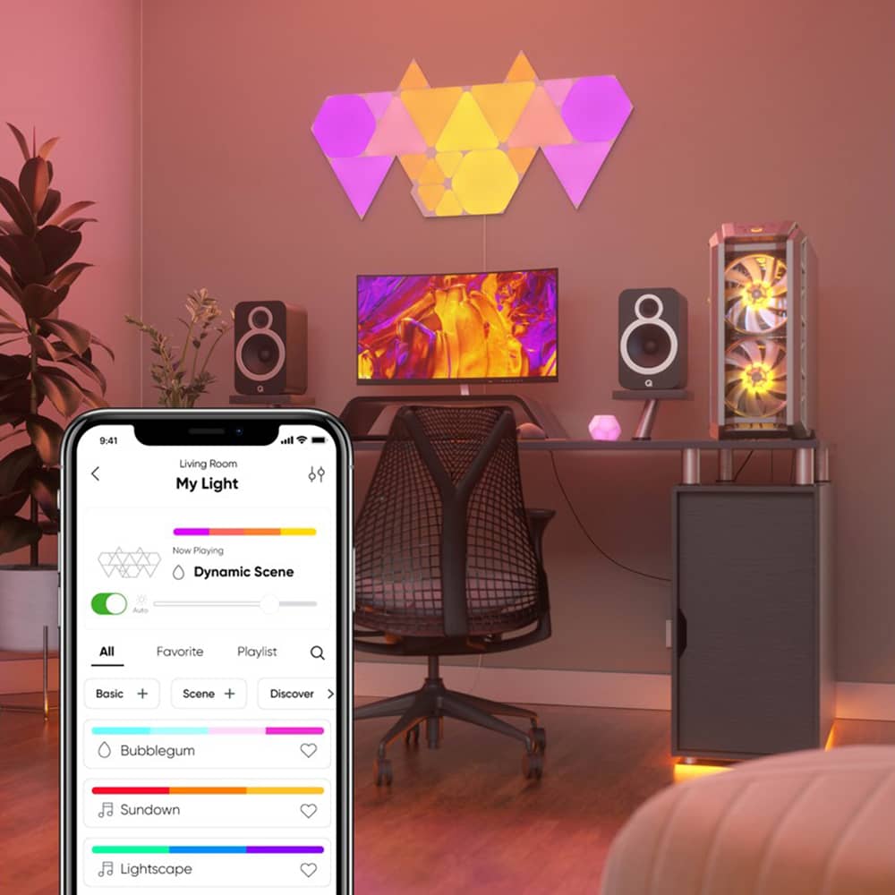 Pachet 3 Panouri luminaose Nanoleaf Shapes Triangles, 16 Milioane culori, Iluminare LED RGBW, Temperatura culoare reglabila — imaginea 5