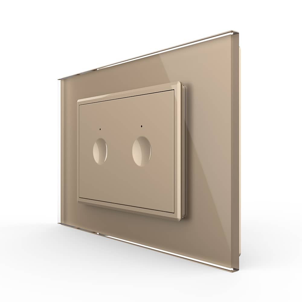 Intrerupator dublu cu touch Livolo cu rama din sticla, standard Italian - Serie noua — imaginea 1