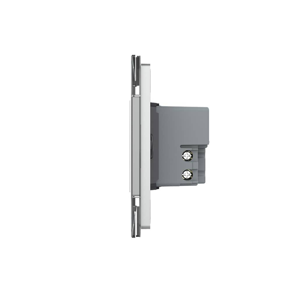 Intrerupator cvadruplu cap scara / cap cruce cu touch Livolo cu rama din sticla, standard Italian - Serie noua — imaginea 2