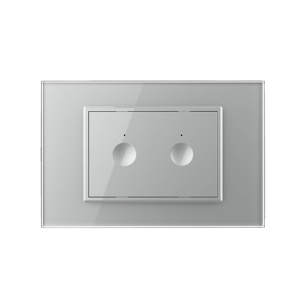 Intrerupator dublu cap scara / cap cruce wireless cu touch Livolo cu rama din sticla, standard Italian - Serie noua — imaginea 2