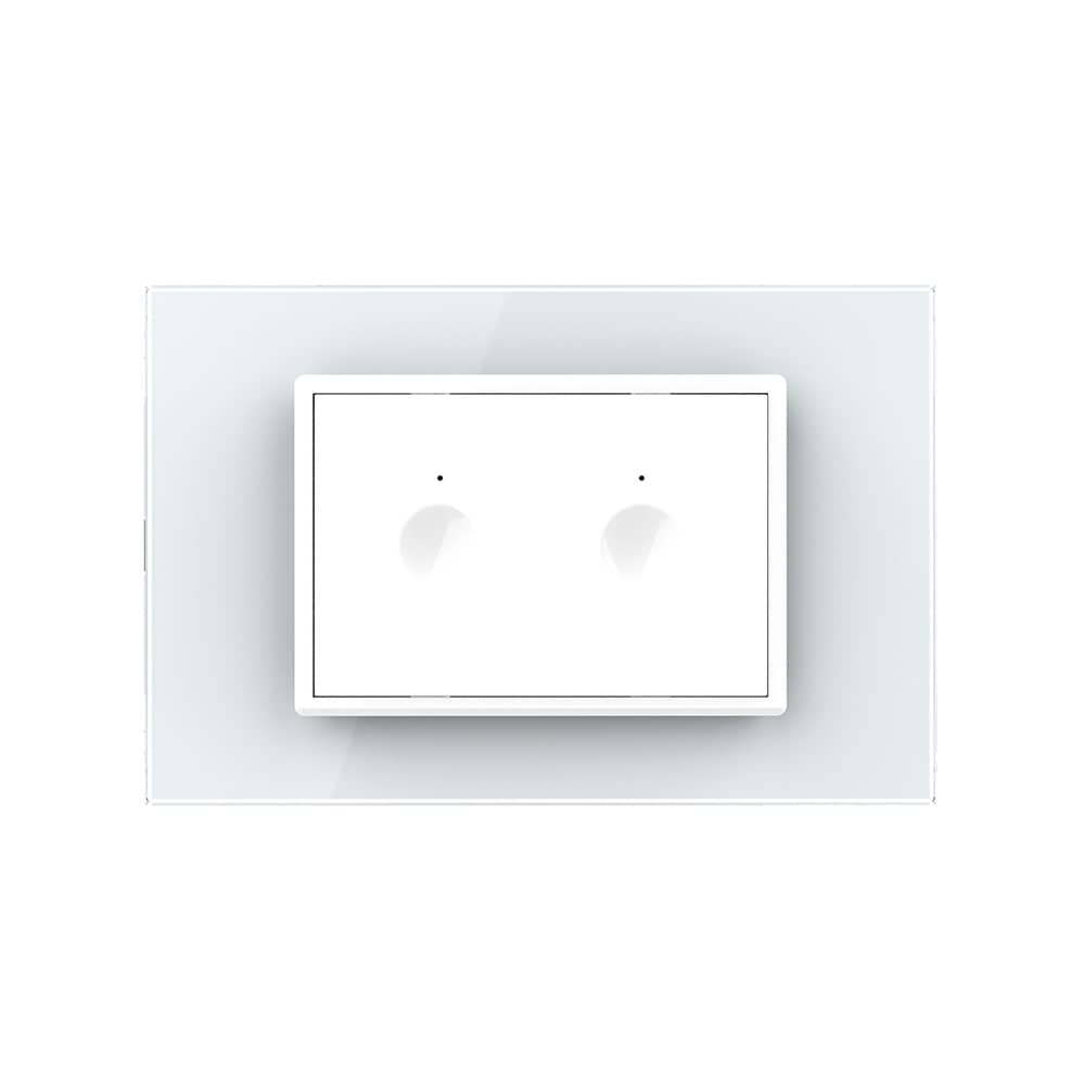 Intrerupator dublu cap scara / cap cruce cu touch Livolo cu rama din sticla, standard Italian - Serie noua — imaginea 2