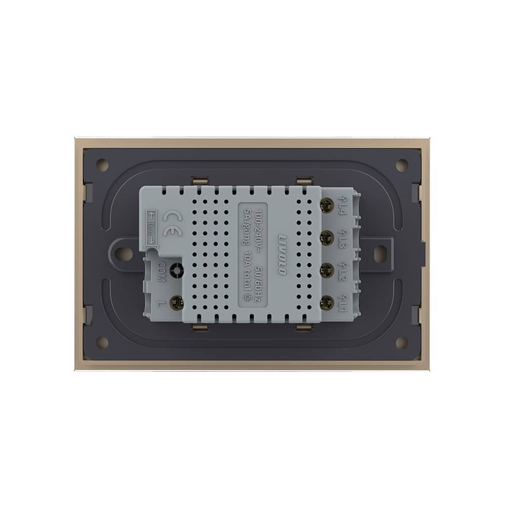 Intrerupator cvadruplu cu touch Livolo cu rama din sticla, standard Italian - Serie noua — imaginea 4