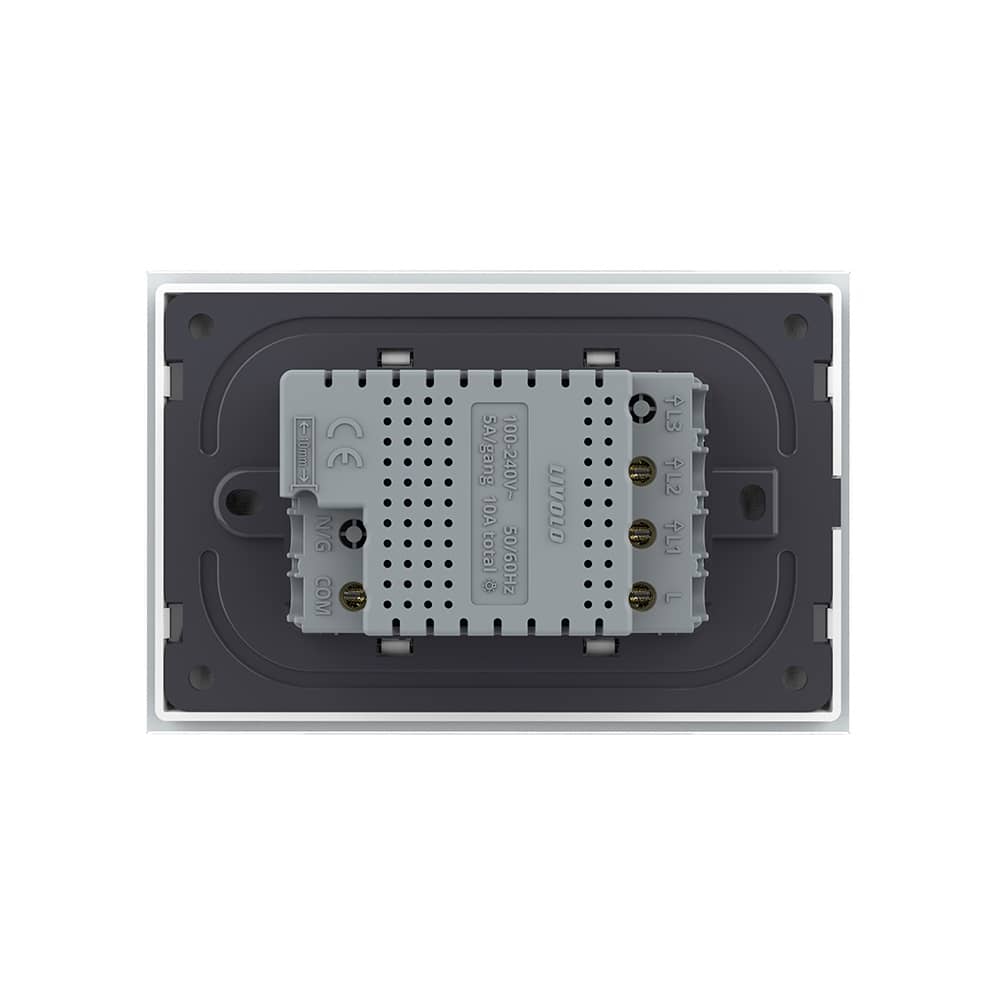 Intrerupator dublu cap scara / cap cruce wireless cu touch Livolo cu rama din sticla, standard Italian - Serie noua — imaginea 4