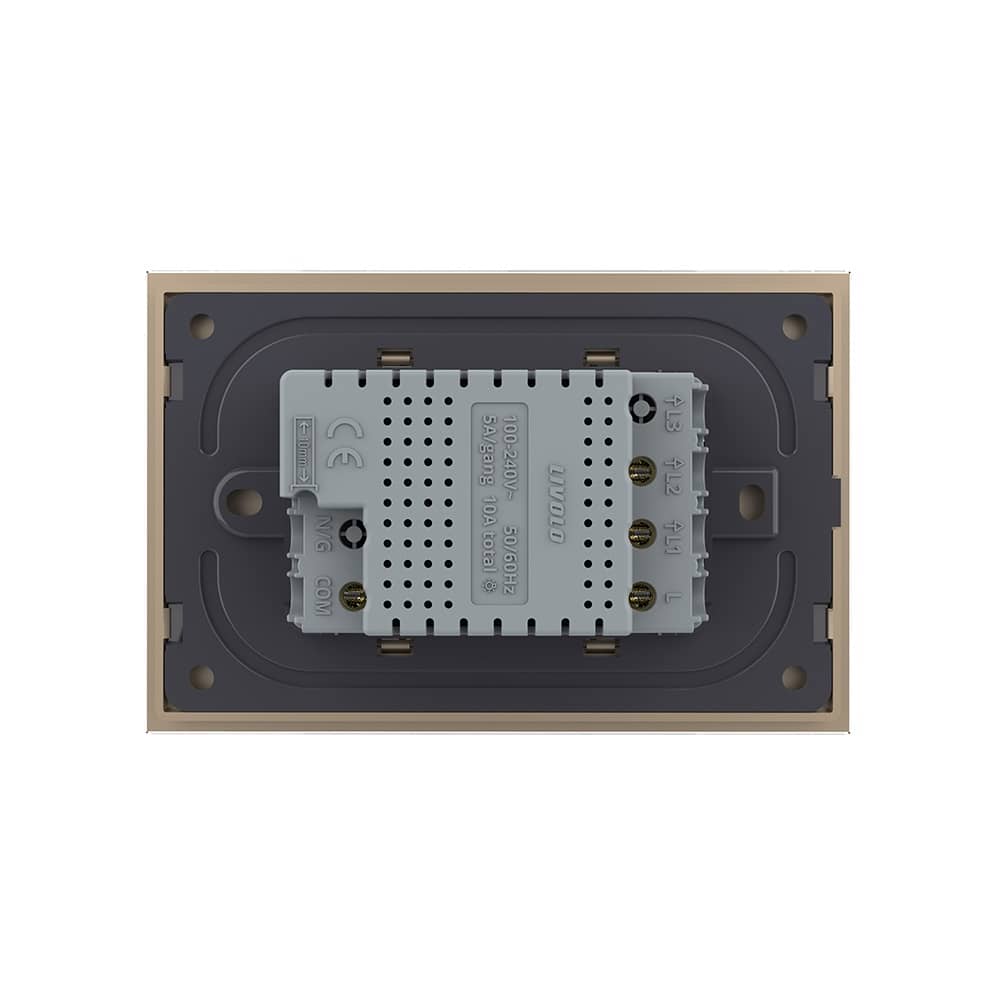 Intrerupator dublu cap scara / cap cruce wireless cu touch Livolo cu rama din sticla, standard Italian - Serie noua — imaginea 4