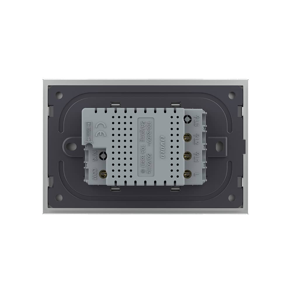 Intrerupator dublu cap scara / cap cruce wireless cu touch Livolo cu rama din sticla, standard Italian - Serie noua — imaginea 4