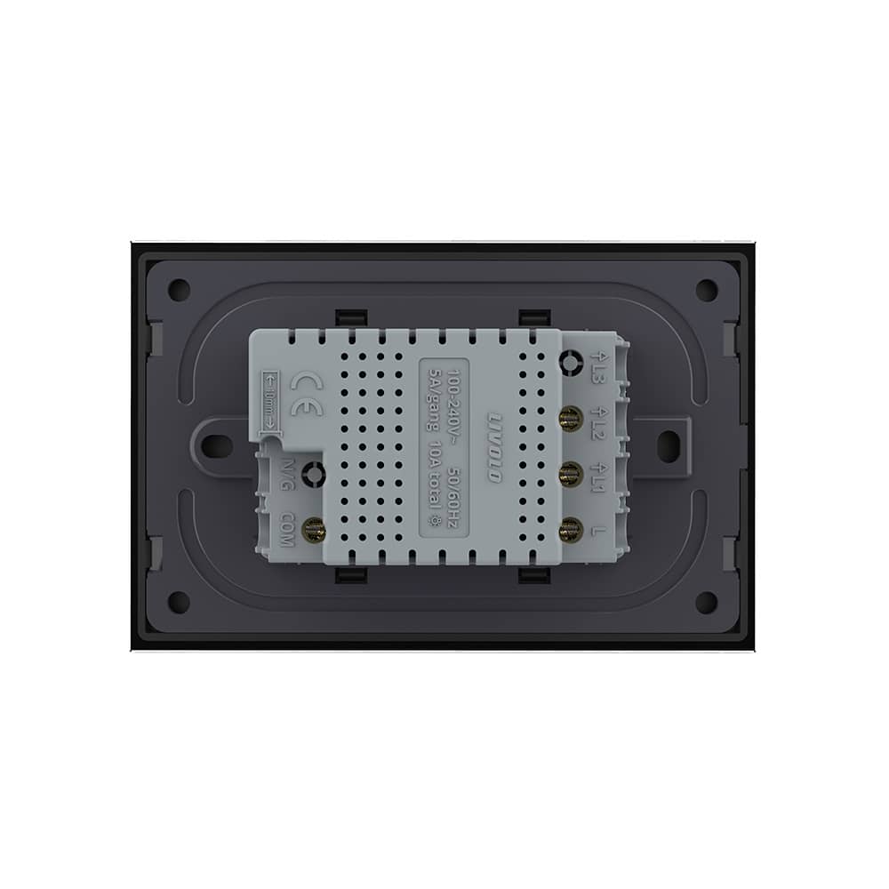 Intrerupator dublu cap scara / cap cruce cu touch Livolo cu rama din sticla, standard Italian - Serie noua — imaginea 4