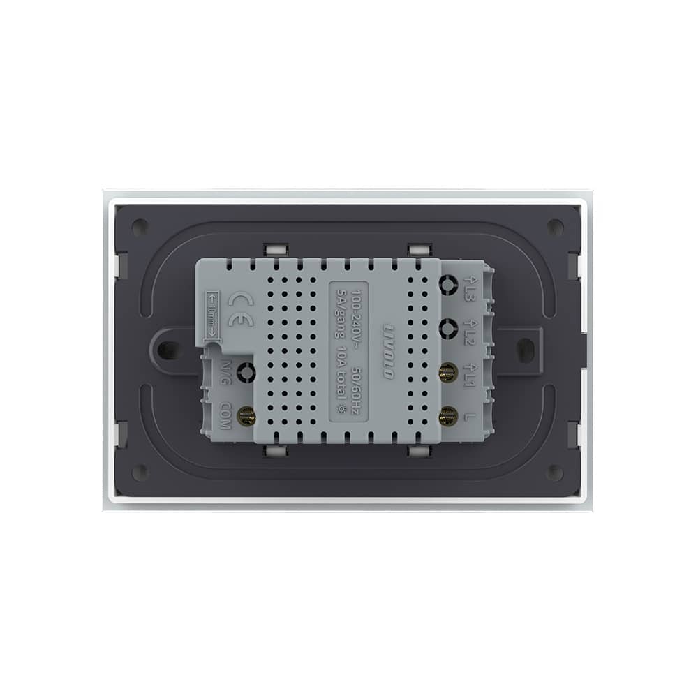 Intrerupator simplu cap scara / cap cruce wireless cu touch Livolo cu rama din sticla, standard Italian - Serie noua — imaginea 4
