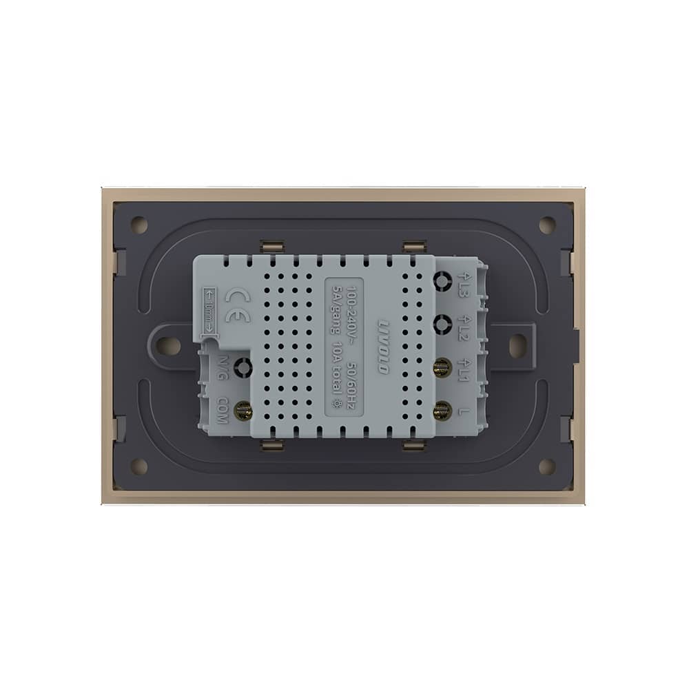 Intrerupator simplu cap scara / cap cruce wireless cu touch Livolo cu rama din sticla, standard Italian - Serie noua — imaginea 4