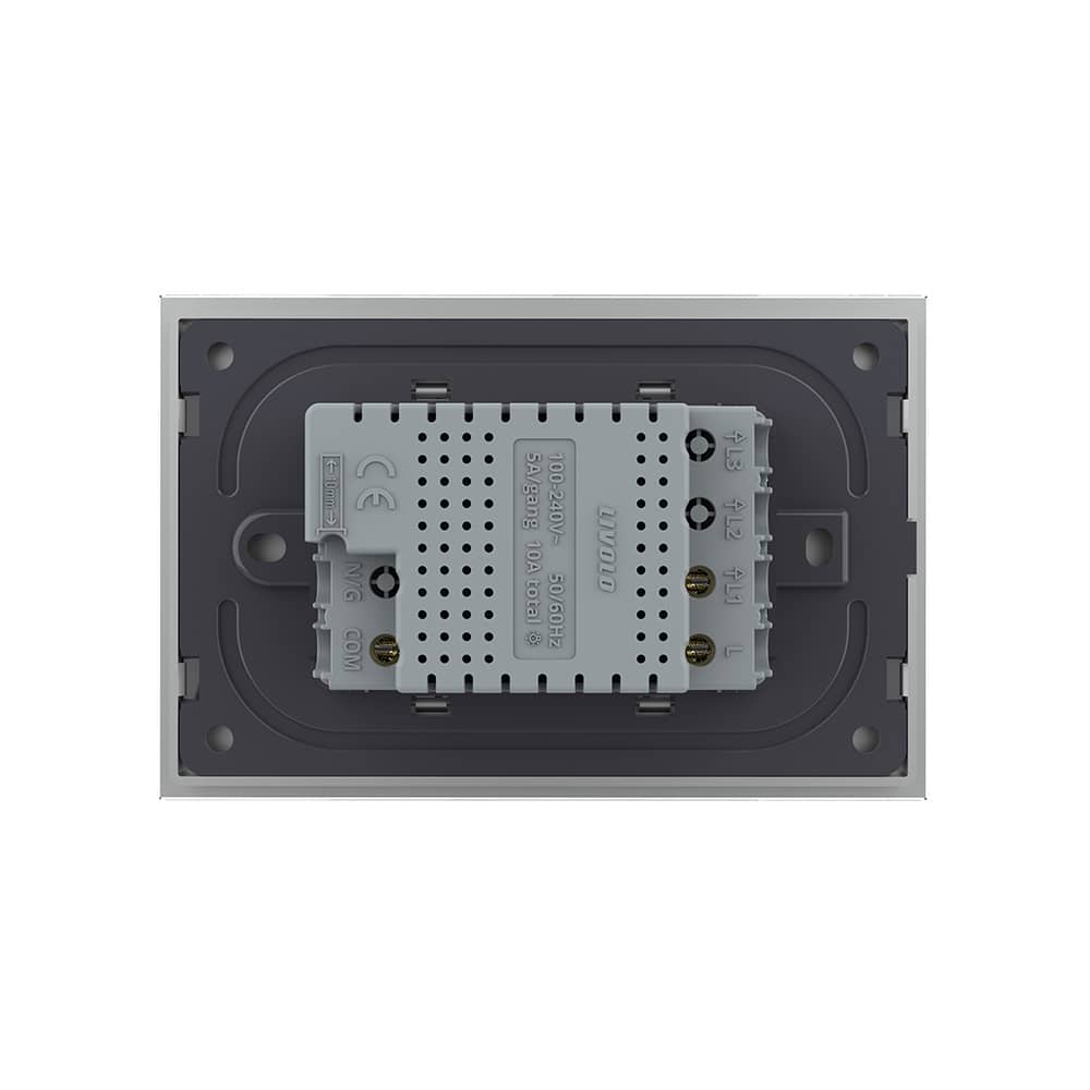 Intrerupator simplu cap scara / cap cruce wireless cu touch Livolo cu rama din sticla, standard Italian - Serie noua — imaginea 4