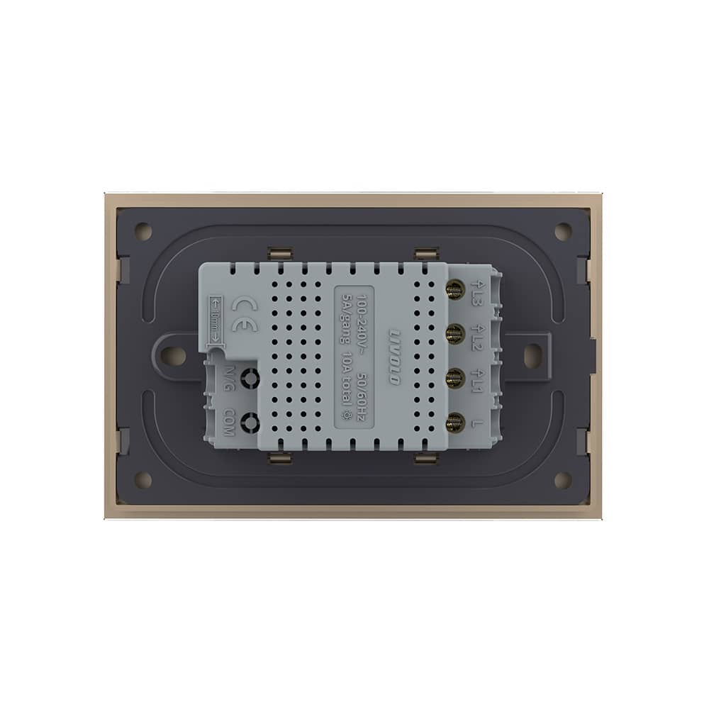 Intrerupator triplu wireless cu touch Livolo cu rama din sticla, standard Italian - Serie noua — imaginea 4