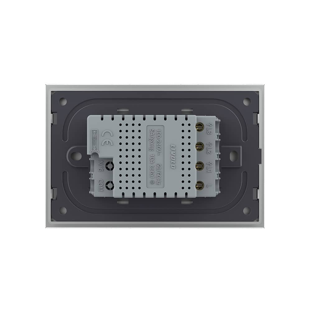 Intrerupator triplu cu touch Livolo din sticla, standard Italian, protocol ZigBee EC - Serie noua — imaginea 4