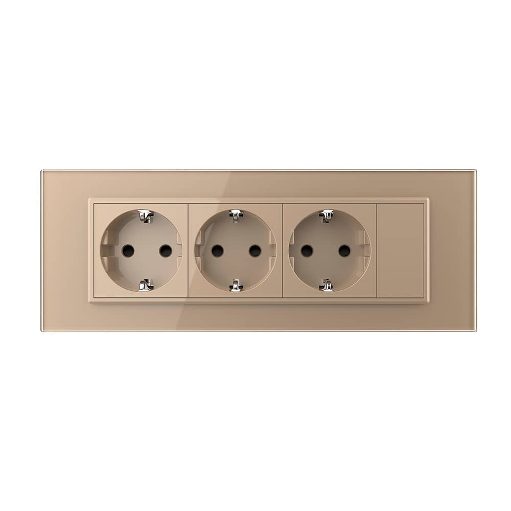 Priza tripla cu blank Livolo cu rama din sticla 6/7 module - standard Italian — imaginea 2