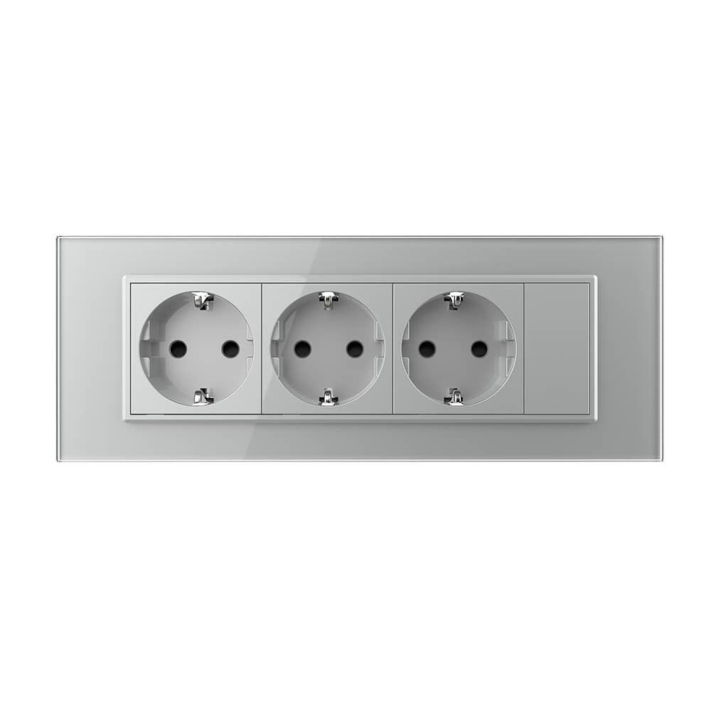 Priza tripla cu blank Livolo cu rama din sticla 6/7 module - standard Italian — imaginea 2