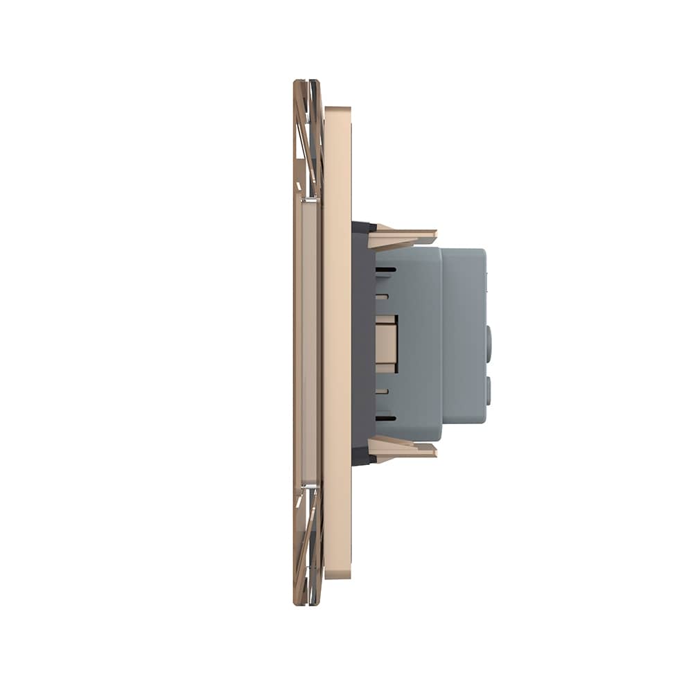 Priza tripla cu blank Livolo cu rama din sticla 6/7 module - standard Italian — imaginea 3