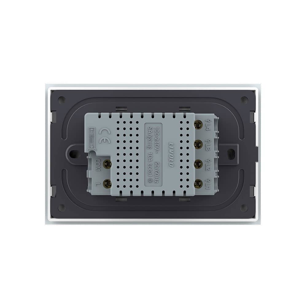 Intrerupator cvadruplu cap scara / cruce cu touch Livolo din sticla, standard Italian - Serie noua — imaginea 4
