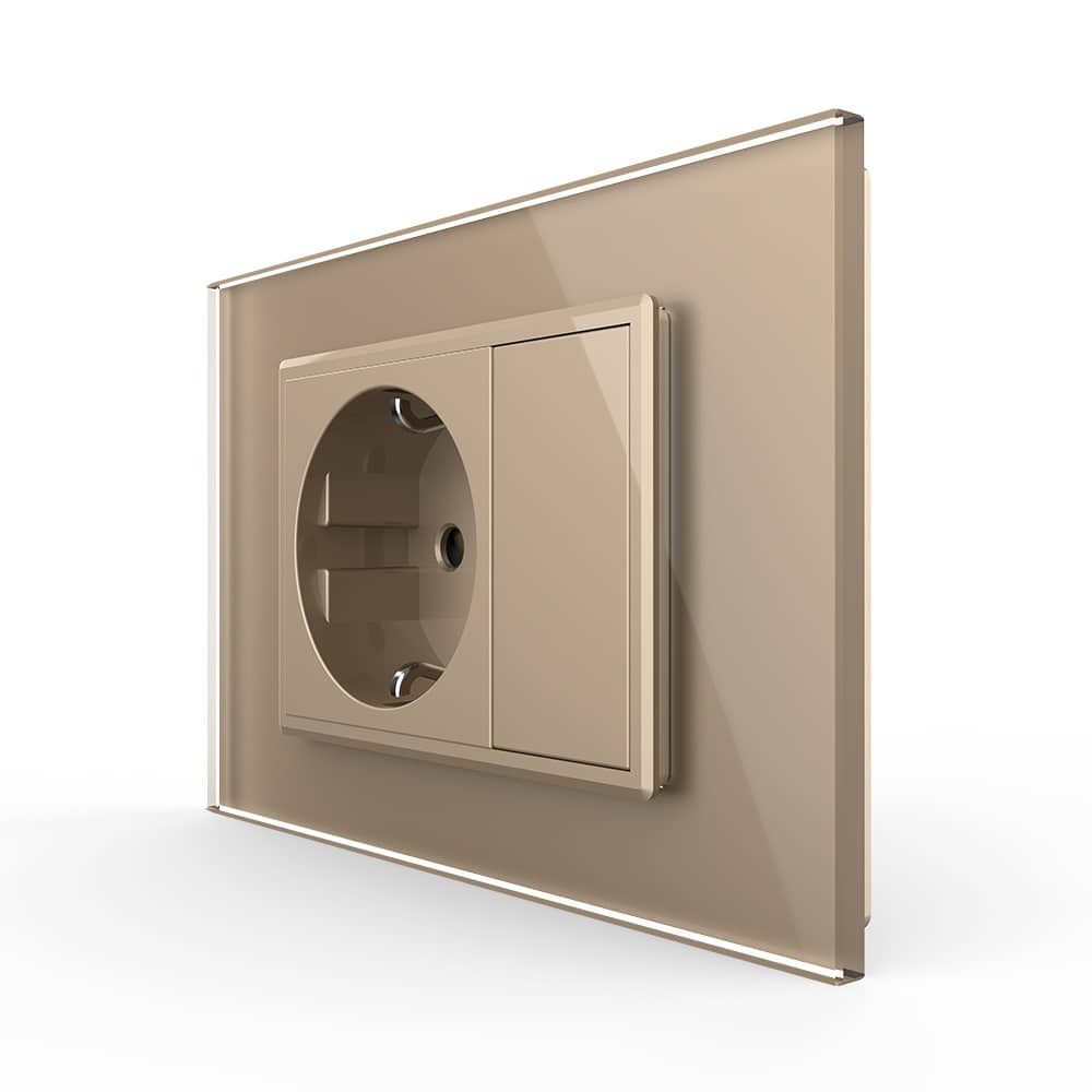 Priza simpla cu blank Livolo cu rama din sticla 3M, standard Italian, Serie noua — imaginea 1