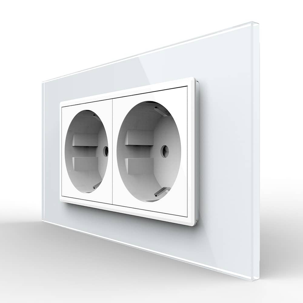 Priza dubla Livolo cu rama din sticla 4M, standard Italian, Serie noua — imaginea 2