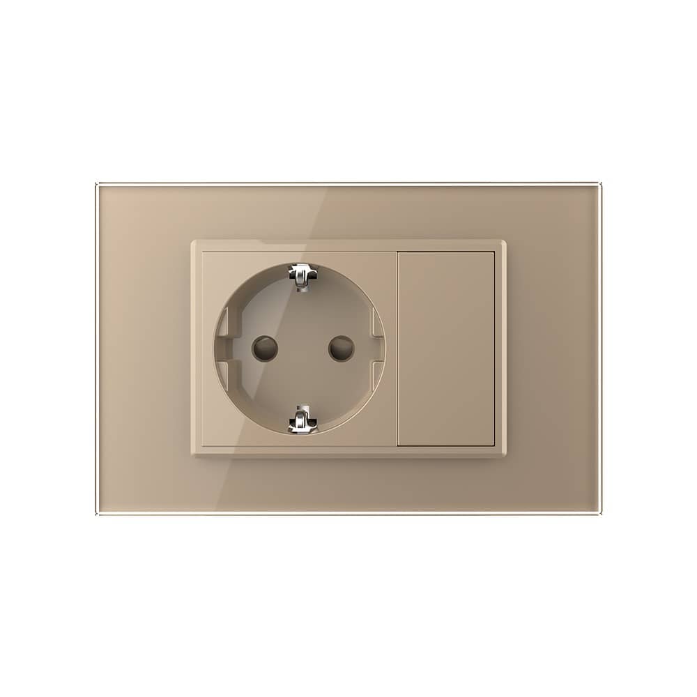 Priza simpla cu blank Livolo cu rama din sticla 3M, standard Italian, Serie noua — imaginea 3
