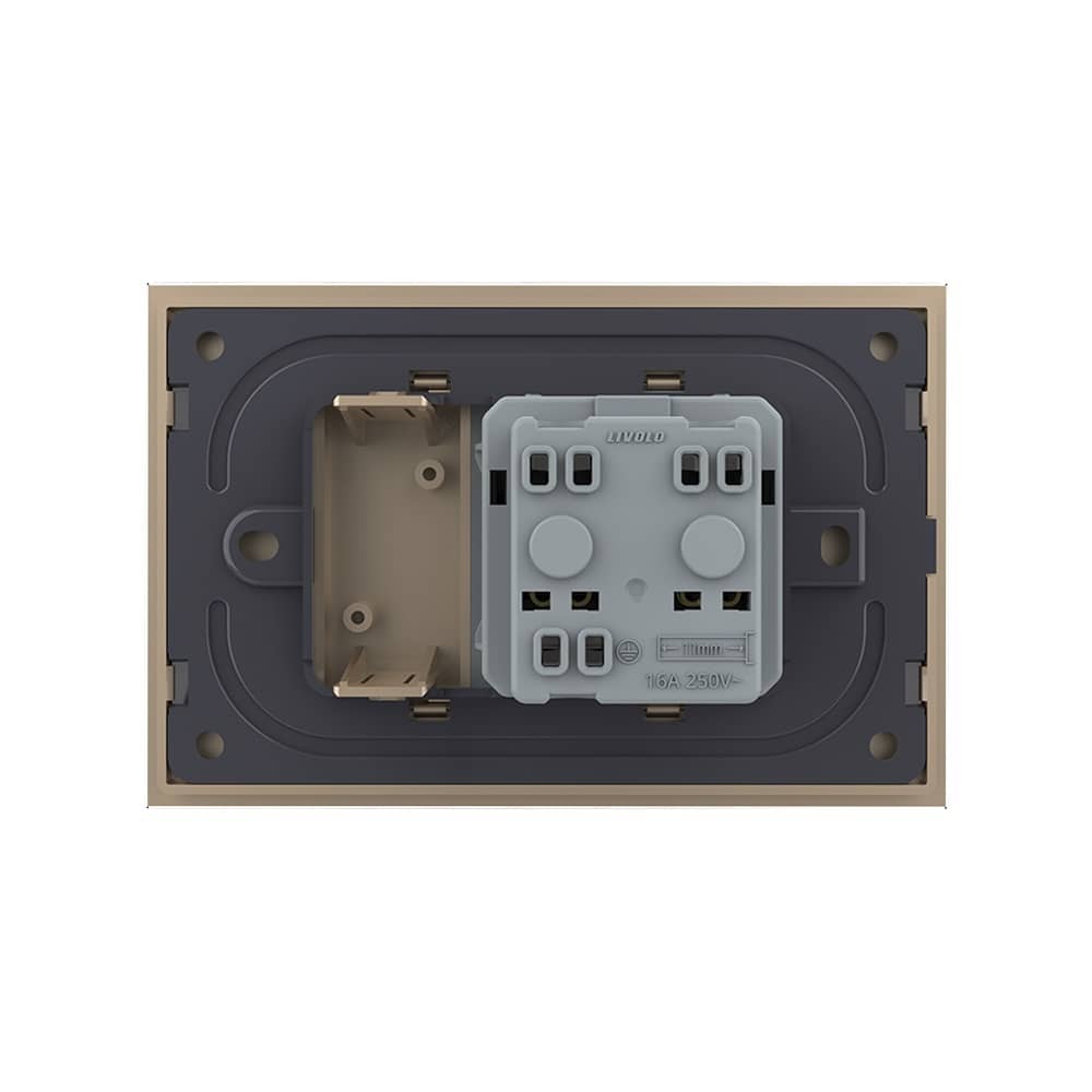 Priza simpla cu blank Livolo cu rama din sticla 3M, standard Italian, Serie noua — imaginea 4