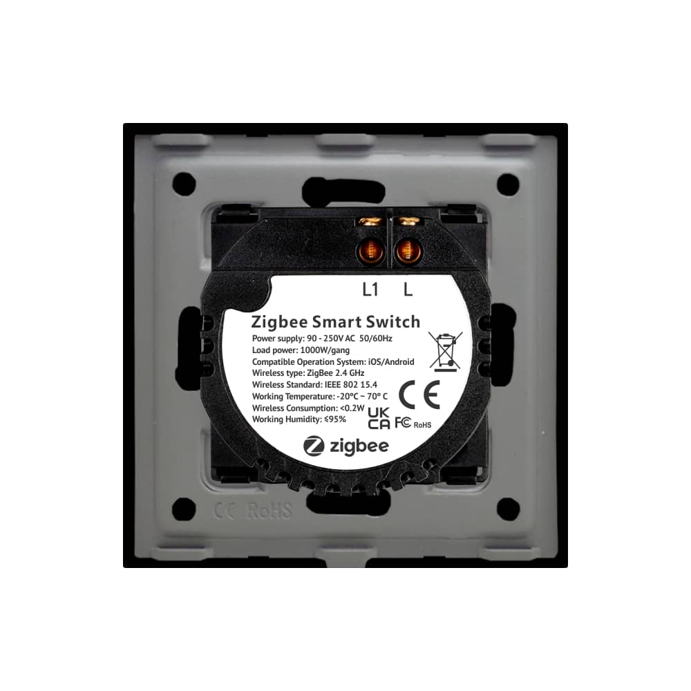 Intrerupator Simplu cu Touch din Sticla LUXION, protocol ZigBee — imaginea 4