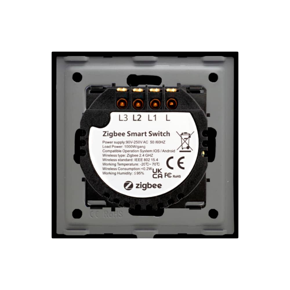 Intrerupator Triplu cu Touch din Sticla LUXION, protocol ZigBee — imaginea 4