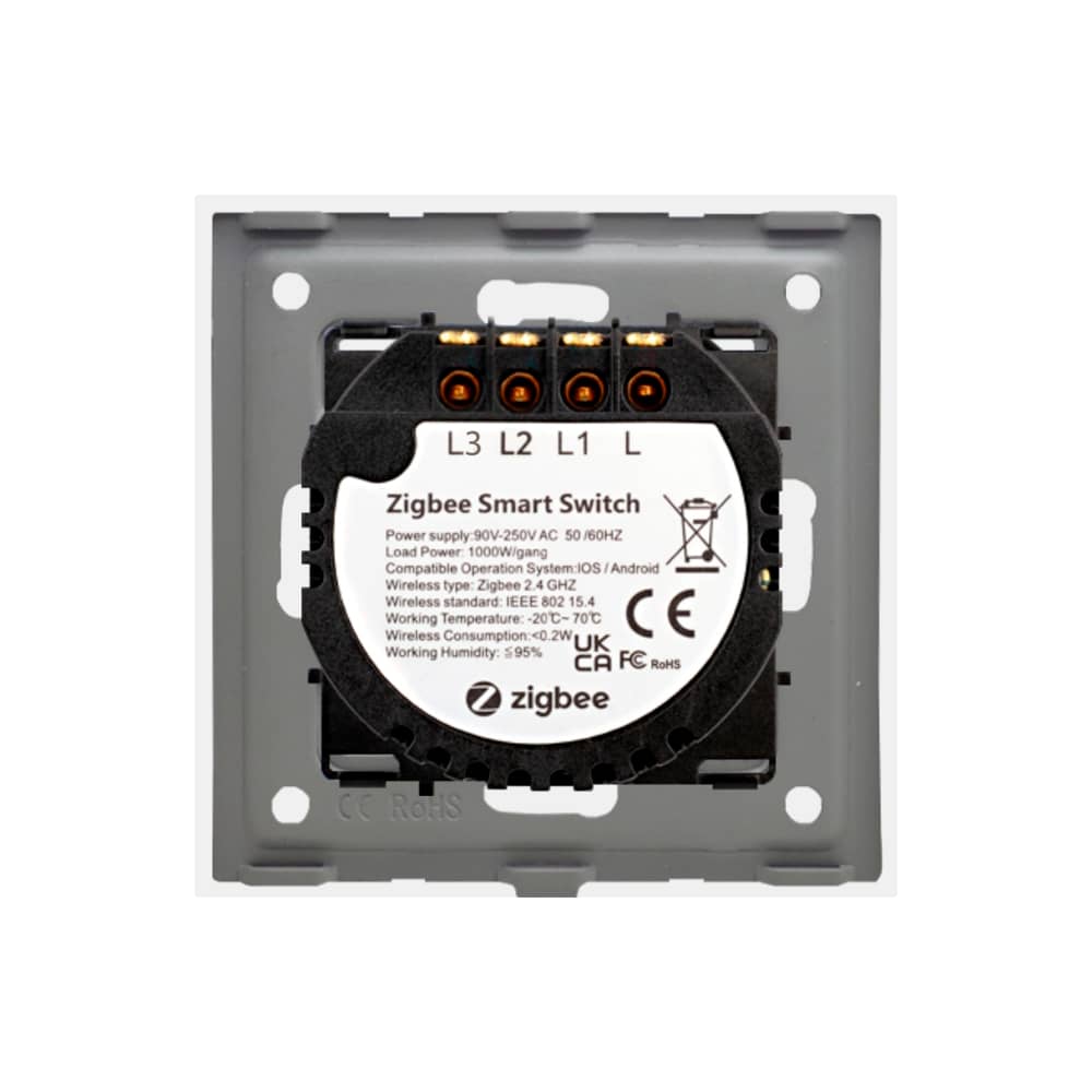 Intrerupator Triplu cu Touch din Sticla LUXION, protocol ZigBee — imaginea 4
