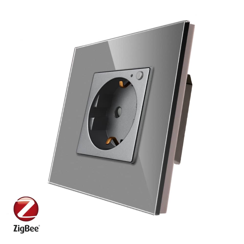 Priza inteligenta pentru perete LUXION Zigbee cu rama din sticla
