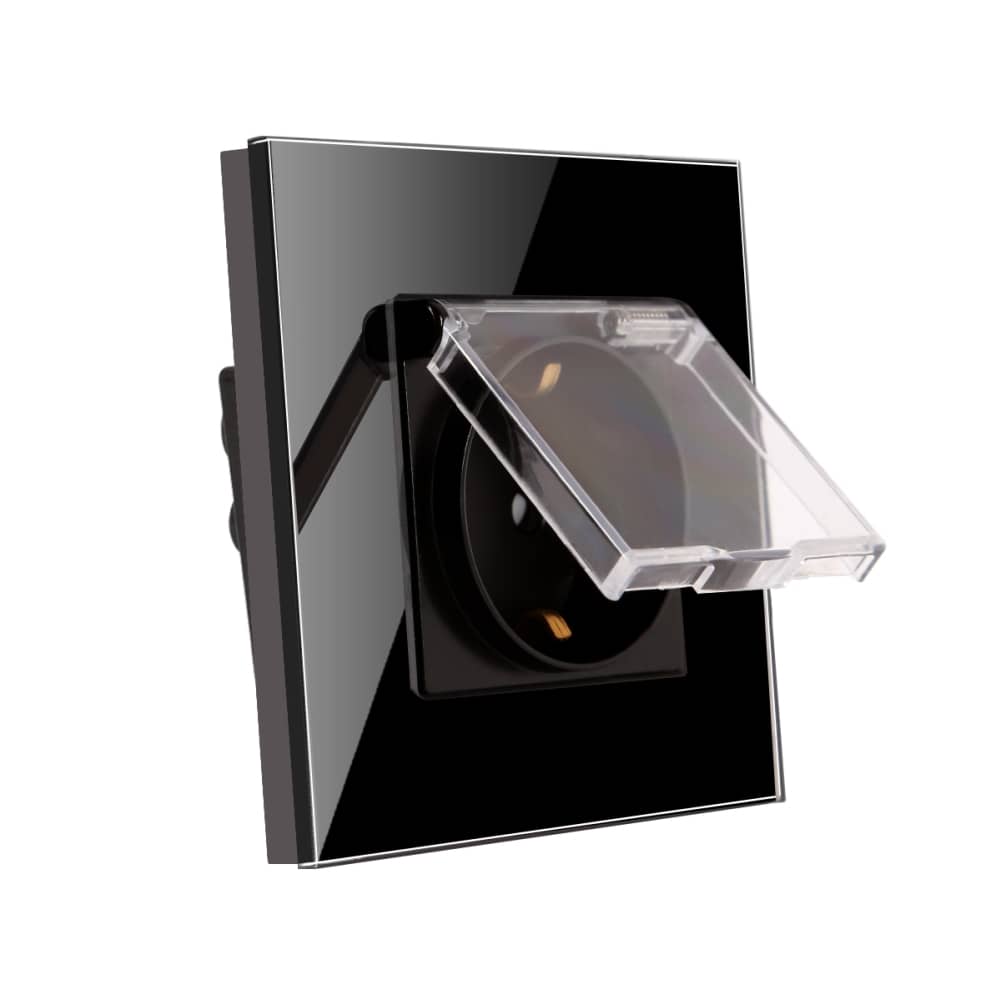 Priza Simpla cu Capac de Protectie cu Rama din Sticla LUXION — imaginea 2