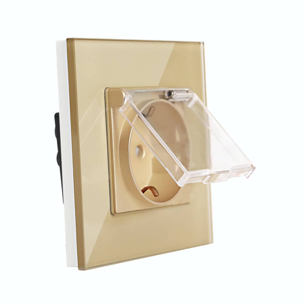 Priza Simpla cu Capac de Protectie cu Rama din Sticla LUXION — imaginea 2