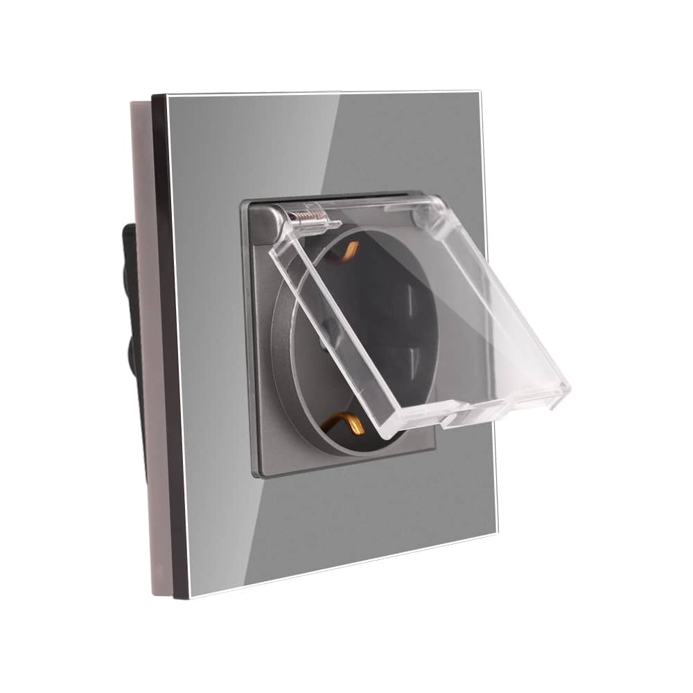 Priza Simpla cu Capac de Protectie cu Rama din Sticla LUXION — imaginea 2