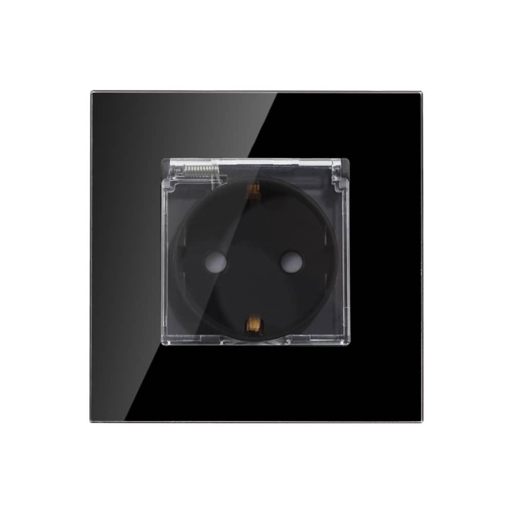 Priza Simpla cu Capac de Protectie cu Rama din Sticla LUXION — imaginea 3