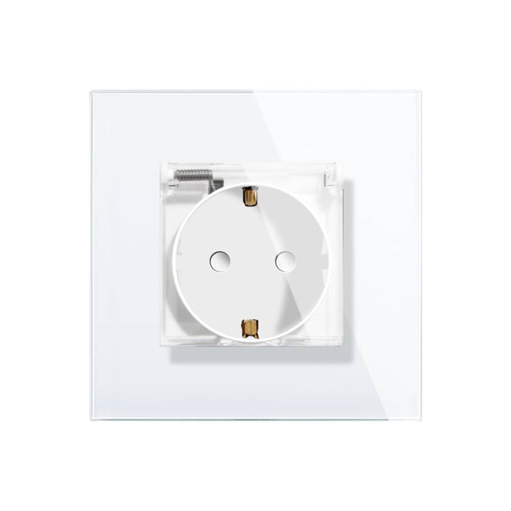 Priza Simpla cu Capac de Protectie cu Rama din Sticla LUXION — imaginea 3