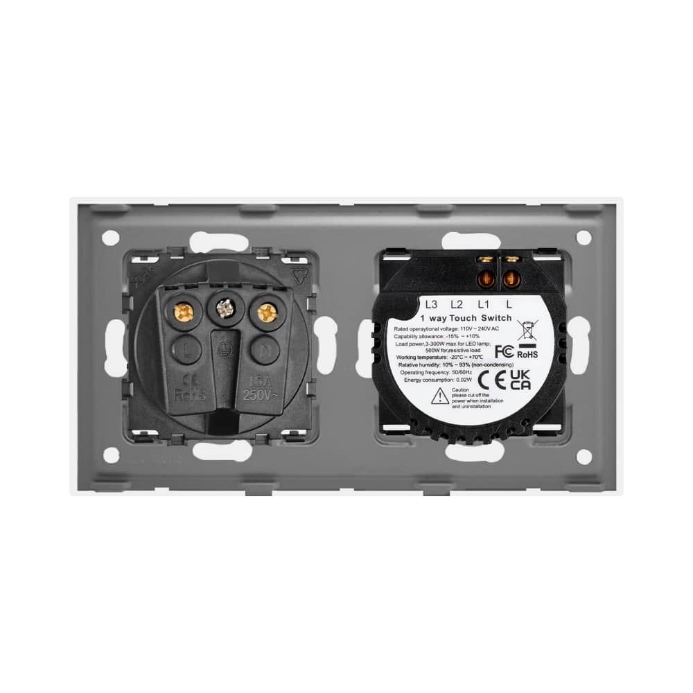 Intrerupator Simplu + Priza cu Rama din Sticla LUXION — imaginea 4