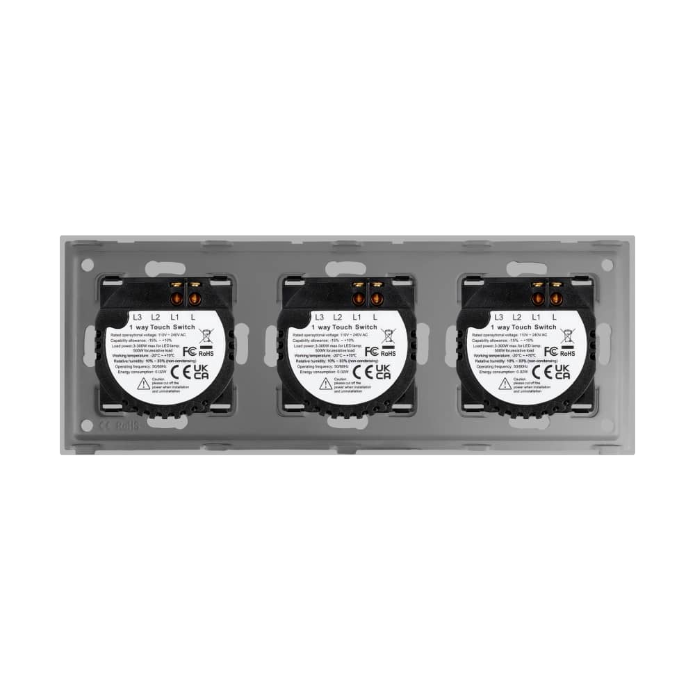 Intrerupator Simplu + Simplu + Simplu cu Touch din Sticla LUXION — imaginea 4