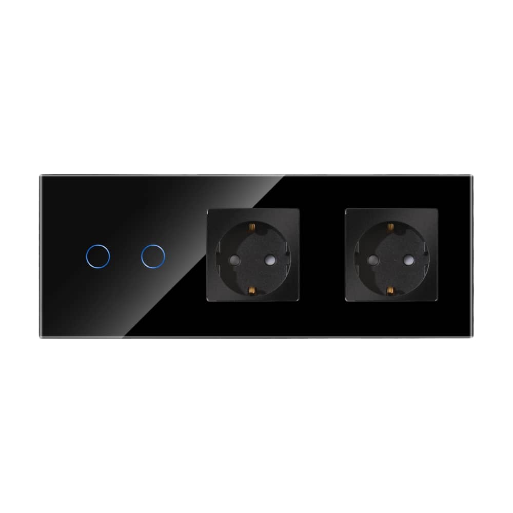 Intrerupator Dublu + 2 Prize cu Rama din Sticla LUXION — imaginea 2