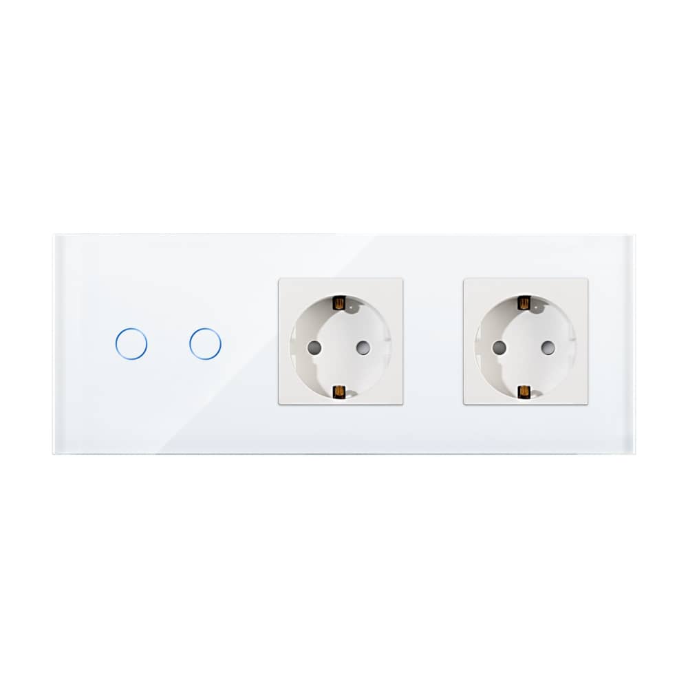 Intrerupator Dublu + 2 Prize cu Rama din Sticla LUXION — imaginea 2