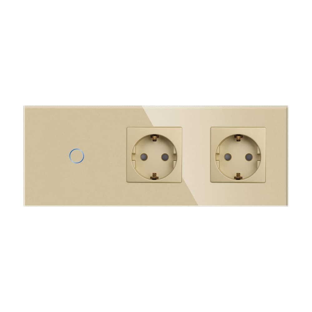 Intrerupator Simplu + 2 Prize cu Rama din Sticla LUXION — imaginea 2