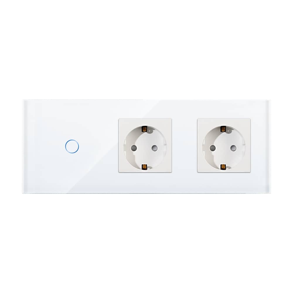 Intrerupator Simplu + 2 Prize cu Rama din Sticla LUXION — imaginea 2