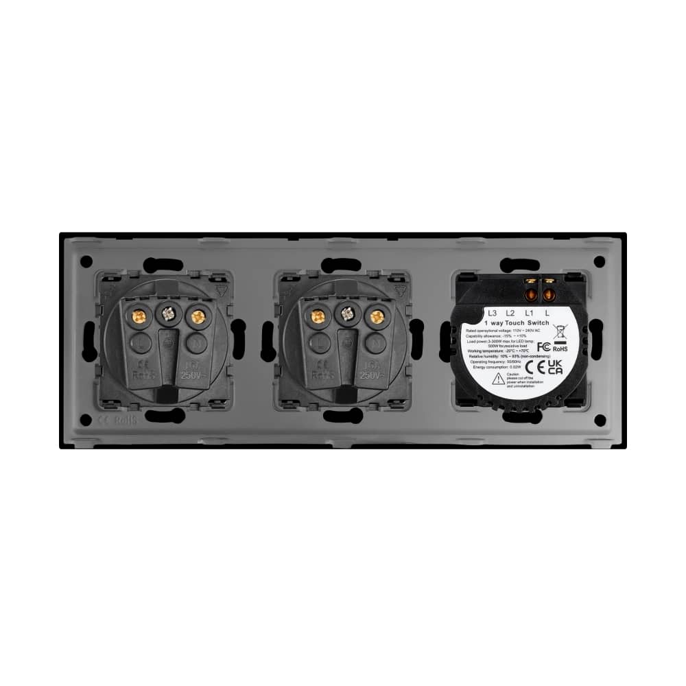Intrerupator Simplu + 2 Prize cu Rama din Sticla LUXION — imaginea 4