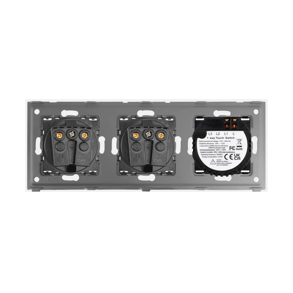 Intrerupator Simplu + 2 Prize cu Rama din Sticla LUXION — imaginea 4