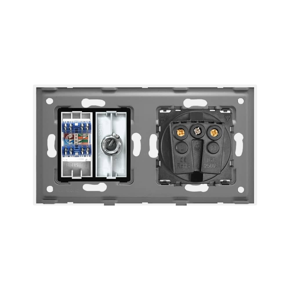 Priza Schuko + TV + Internet cu Rama Din Sticla LUXION — imaginea 4