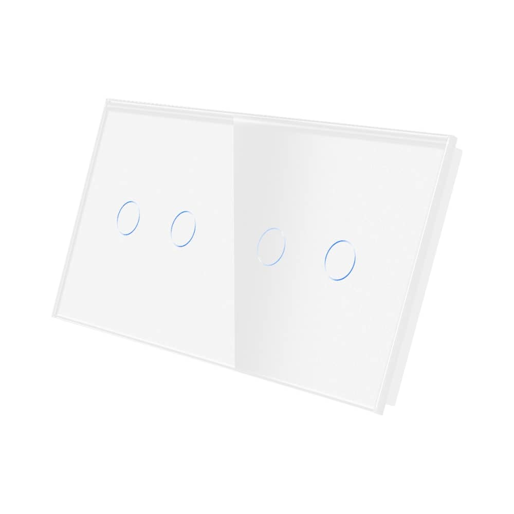 Panou Intrerupator Dublu + Dublu cu Touch Din Sticla LUXION — imaginea 1